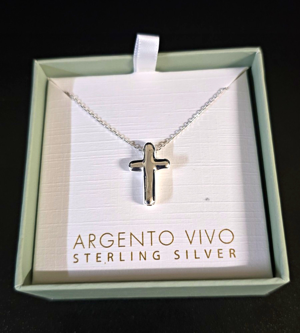 Argento Vivo 925 Sterling Silver Cross Pendant Necklace Cable Chain Lobster